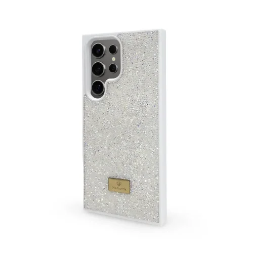 Кейс за телефон с камъни D130 за iPhone 16 Plus (Бял)