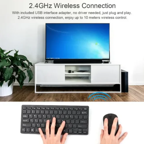 KM901 2В1 Мини безжична клавиатура 2.4G с мишка – Черен