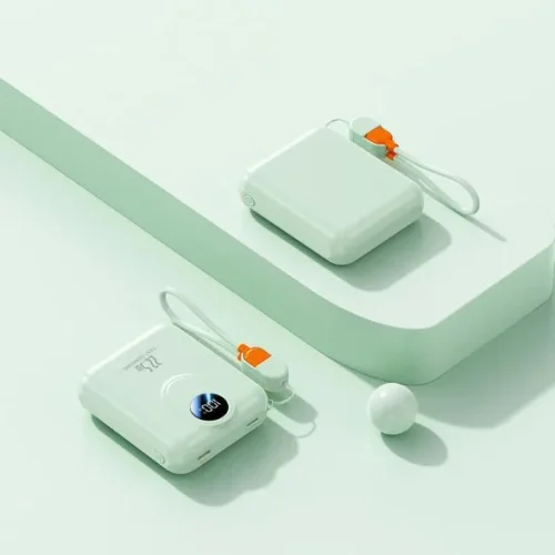 Компактен външна батерия с MagSafe GH-689 10,000mAh 15W с дисплей и вграден кабел – Зелен