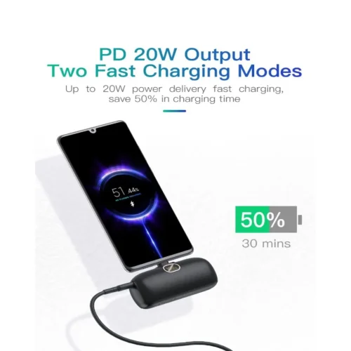 Компактна Външна батерия Powerbank PD20W Type-C LS-TC 5,000mAh – Черен