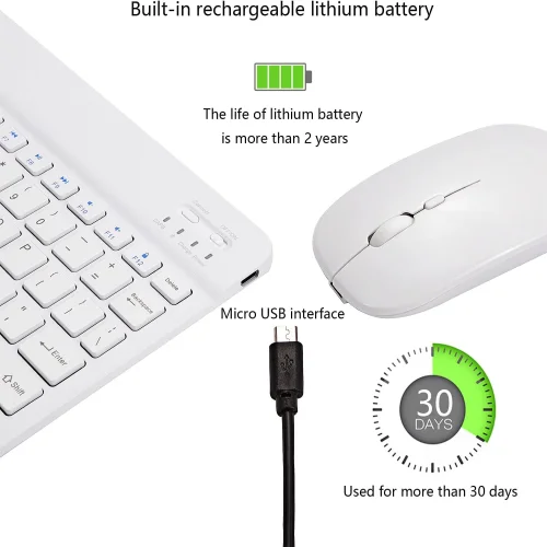 Комплект Bluetooth безжична клавиатура с мишка YL-01 – Бял