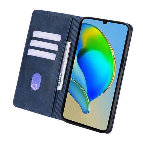 Кожен калъф тефтер за Huawei Pura 80 Pro син отворен