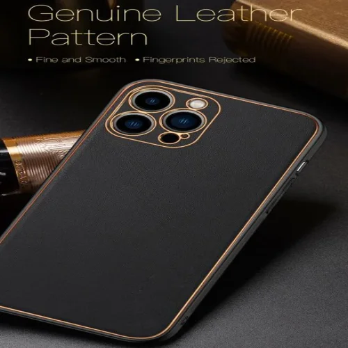 Кожен кейс със силикон отстрани + кам. TP-35 iPhone 12 Pro – Черен