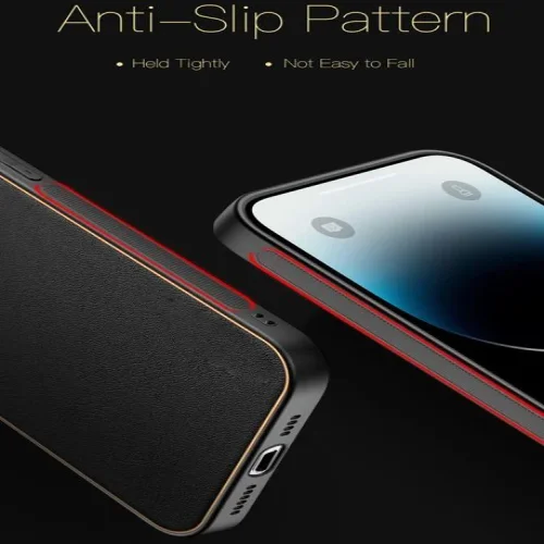 Кожен кейс със силикон отстрани + кам. TP-35 iPhone 13 Pro – Черен