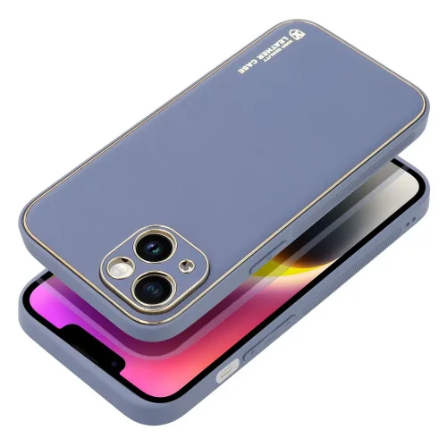 Кожен кейс със силикон отстрани + кам. TP-35 iPhone 13 Pro Max – Лилав