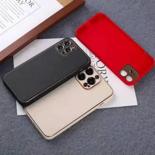 Кожен кейс със силикон отстрани + кам. TP-35 iPhone 15 Plus – Червен