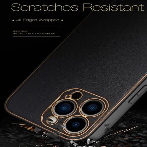Кожен кейс със силикон отстрани + камера TP-35 iPhone 14 – Червен
