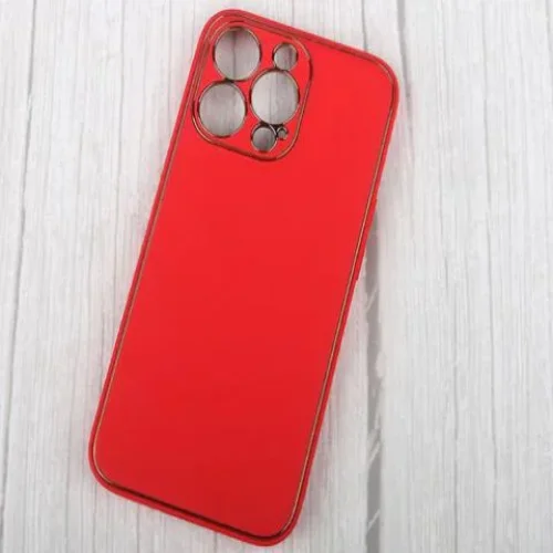 Кожен кейс със силикон отстрани + камера TP-35 iPhone 14 – Червен