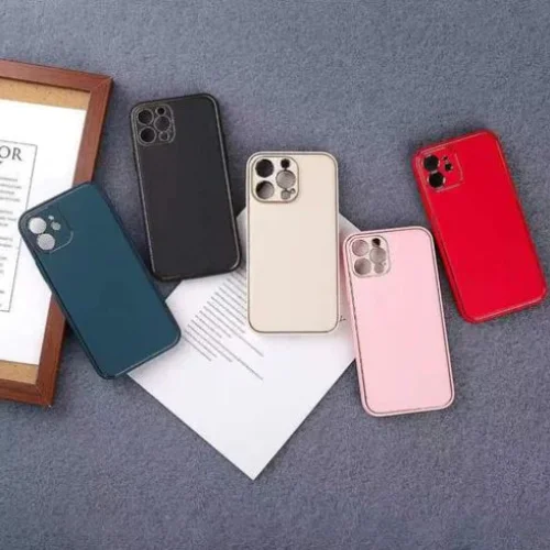 Кожен кейс със силикон отстрани + камера TP-35 iPhone 14 – Розов