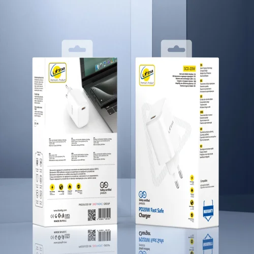 L✮STAR Адаптер SCD-20W USB-C PD20W – Бял