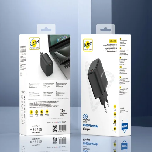 L✮STAR Адаптер SCD-20W USB-C PD20W – Черен