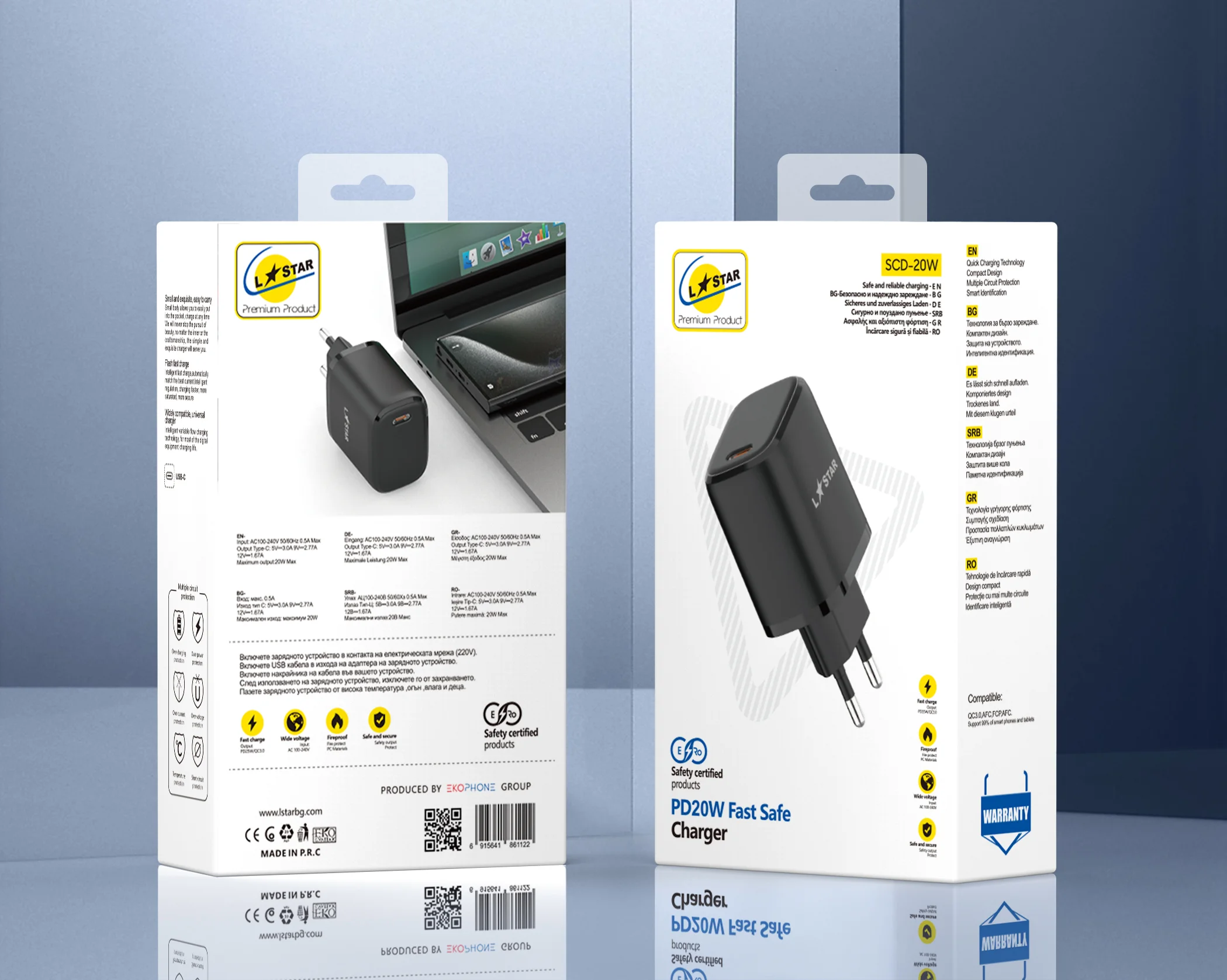 L✮STAR Адаптер SCD-20W USB-C PD20W – Черен