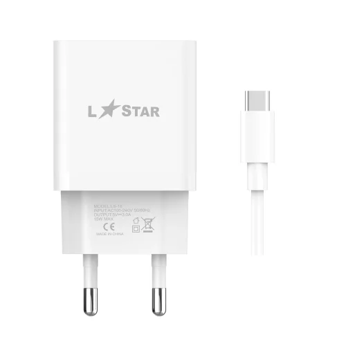 L✮STAR LS-15 2в1 15W USB порт + кабел USB към Micro USB