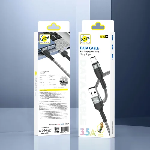 L✮STAR LS-19 3.5A Плетен Кабел Fast USB към Lightning – Сив