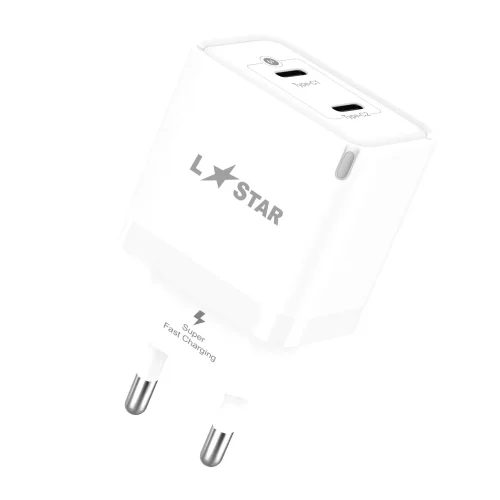 L✮STAR LS76 GaN Адаптер PD35W с два USB-C порта – Бял