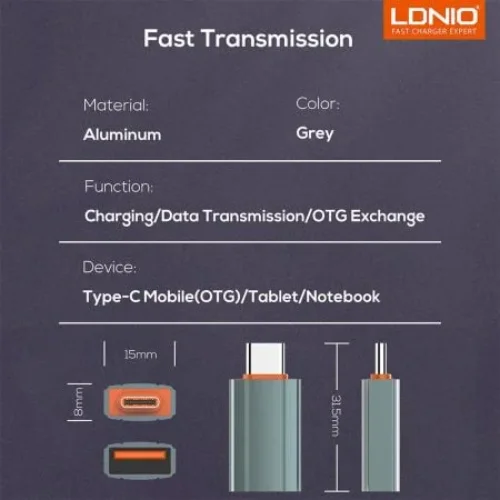 LC140 Адаптер LDNIO USB-C към USB-A OTG Pendrive