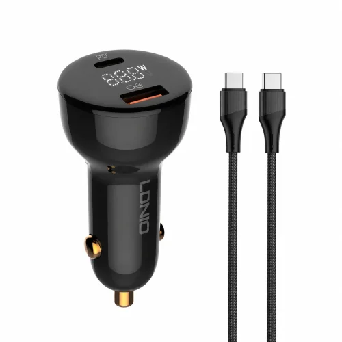 LDNIO C101 Зарядно за кола 100W USB-C към USB-C – Dual USB-C, QC4 + , LED дисплей