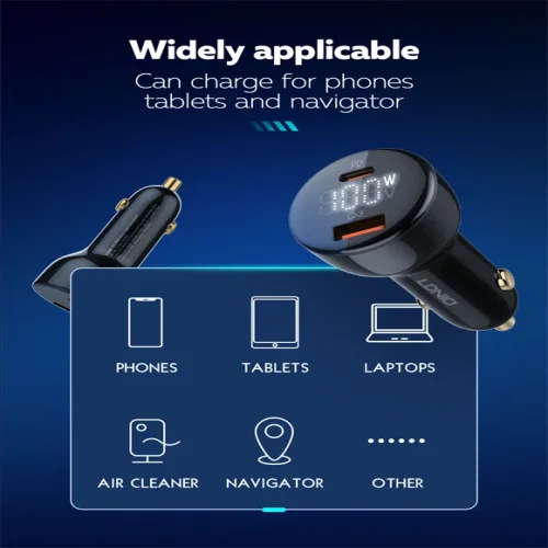 LDNIO C101 Зарядно за кола 100W USB-C към USB-C – Dual USB-C, QC4 + , LED дисплей