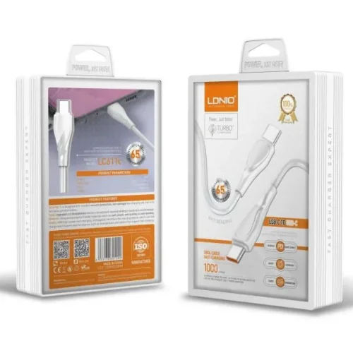 LDNIO Кабел LC611C PD 65W USB-C към USB-C 1M