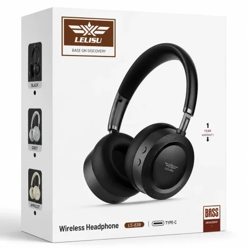 LELISU LS-253 – Черен Безжични Bluetooth слушалки – Type-C, Hi-Fi Stereo, Bass Powerful, до 8 часа работа