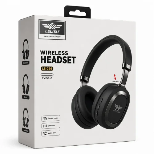 LELISU LS-256 – Черен Безжични Bluetooth слушалки с USB Type-C зареждане, BT, до 8 часа работа