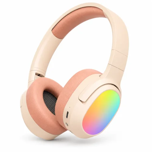 LELISU LS-257 – Розов Безжични Bluetooth слушалки V5.4 с RGB осветление, Type-C, до 10 часа работа