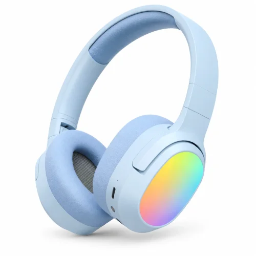 LELISU LS-257 – Син Безжични Bluetooth слушалки V5.4 с RGB осветление, Type-C, до 10 часа работа