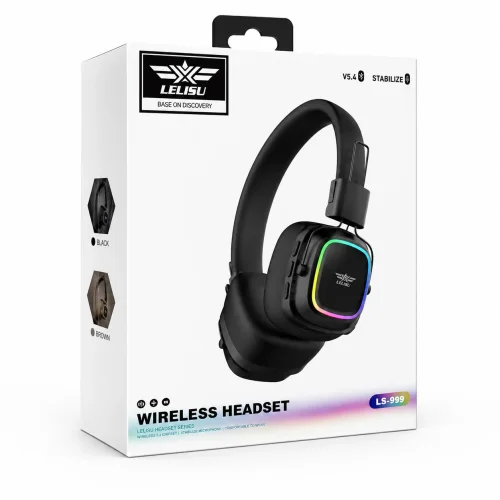 LELISU LS-258 – Кафяв Безжични Bluetooth слушалки с RGB подсветка