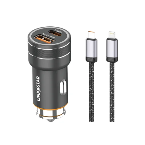 LINK✮STAR CC48 48W Бързо зарядно PD30W + QC18W Type-C към Lightning