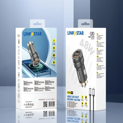 LINK✮STAR CC48 48W Бързо зарядно PD30W + QC18W Type-C към Lightning