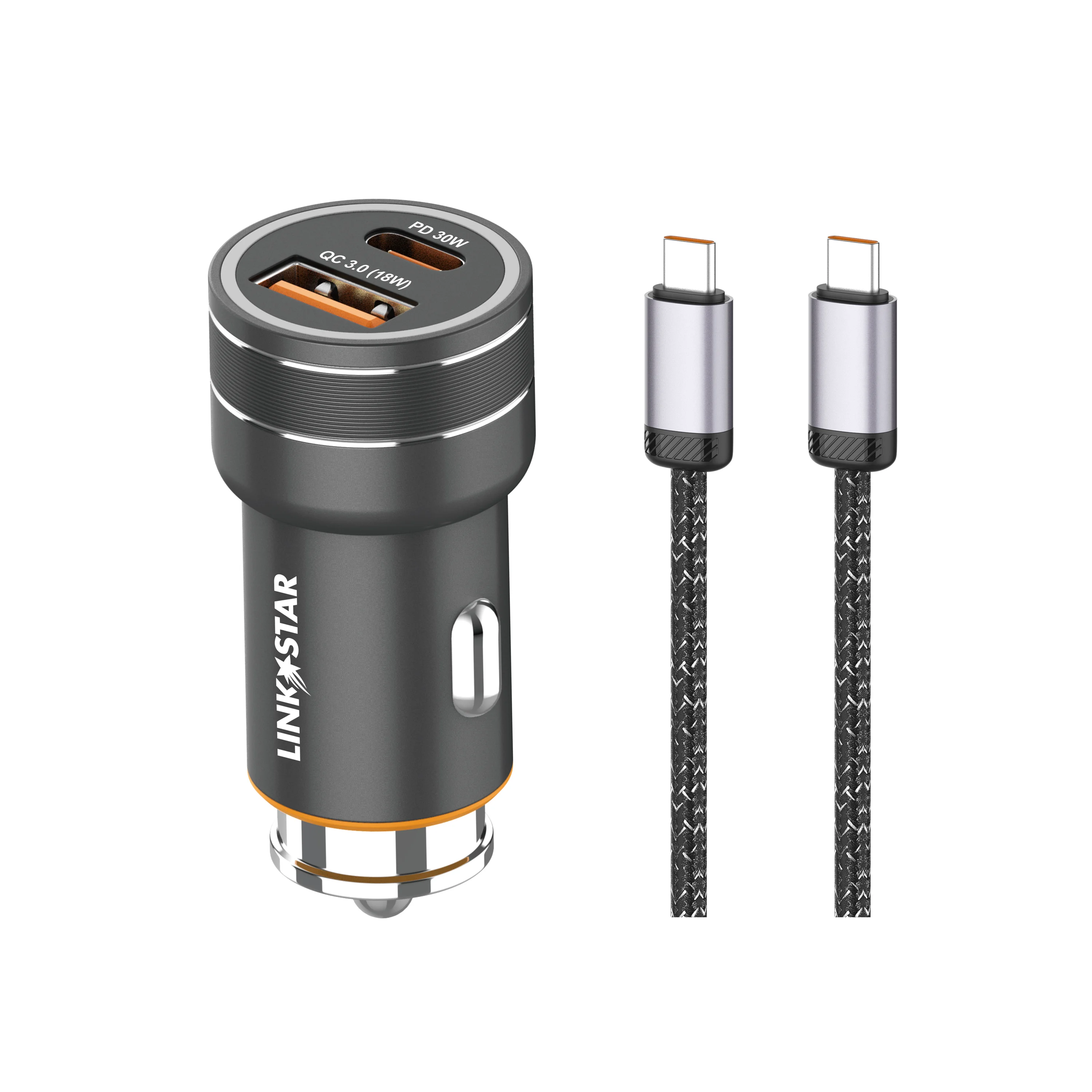 LINK✮STAR CC48 48W Бързо зарядно PD30W + QC18W Type-C към Type-C
