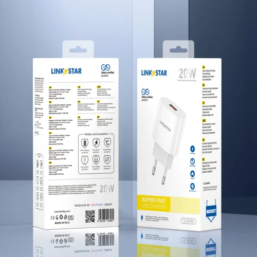 LINK★STAR CL-AC102 20W Fast Charger USB Адаптер 220V Бързо зареждане