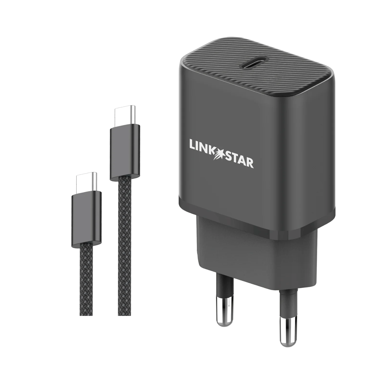 LINK★STAR LS-48 25W USB-C PD бързо зарядно Type-C към Type-C – Черен