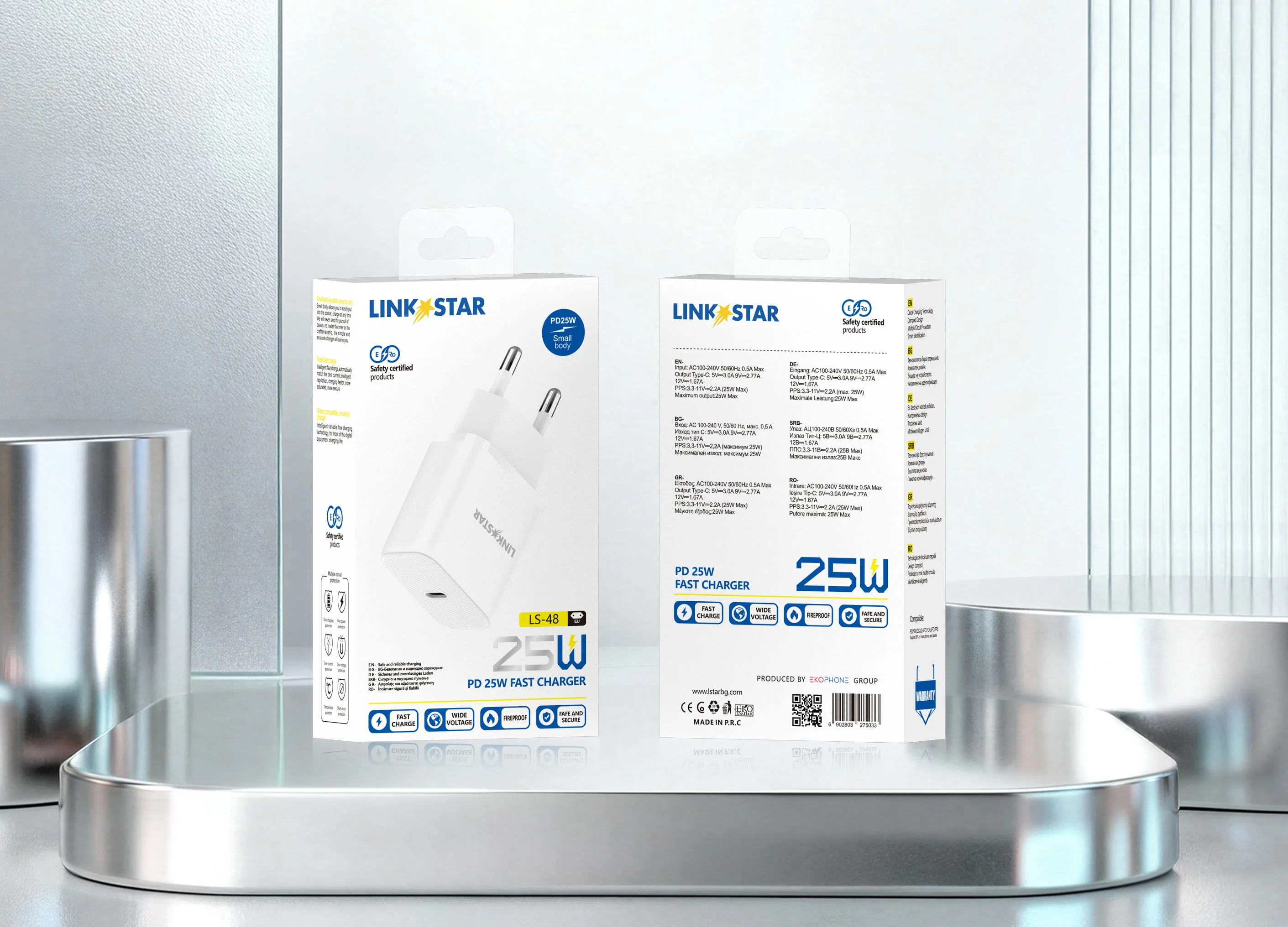 LINK★STAR LS-48 25W USB-C PD бързо зарядно устройство Адаптер – Бял