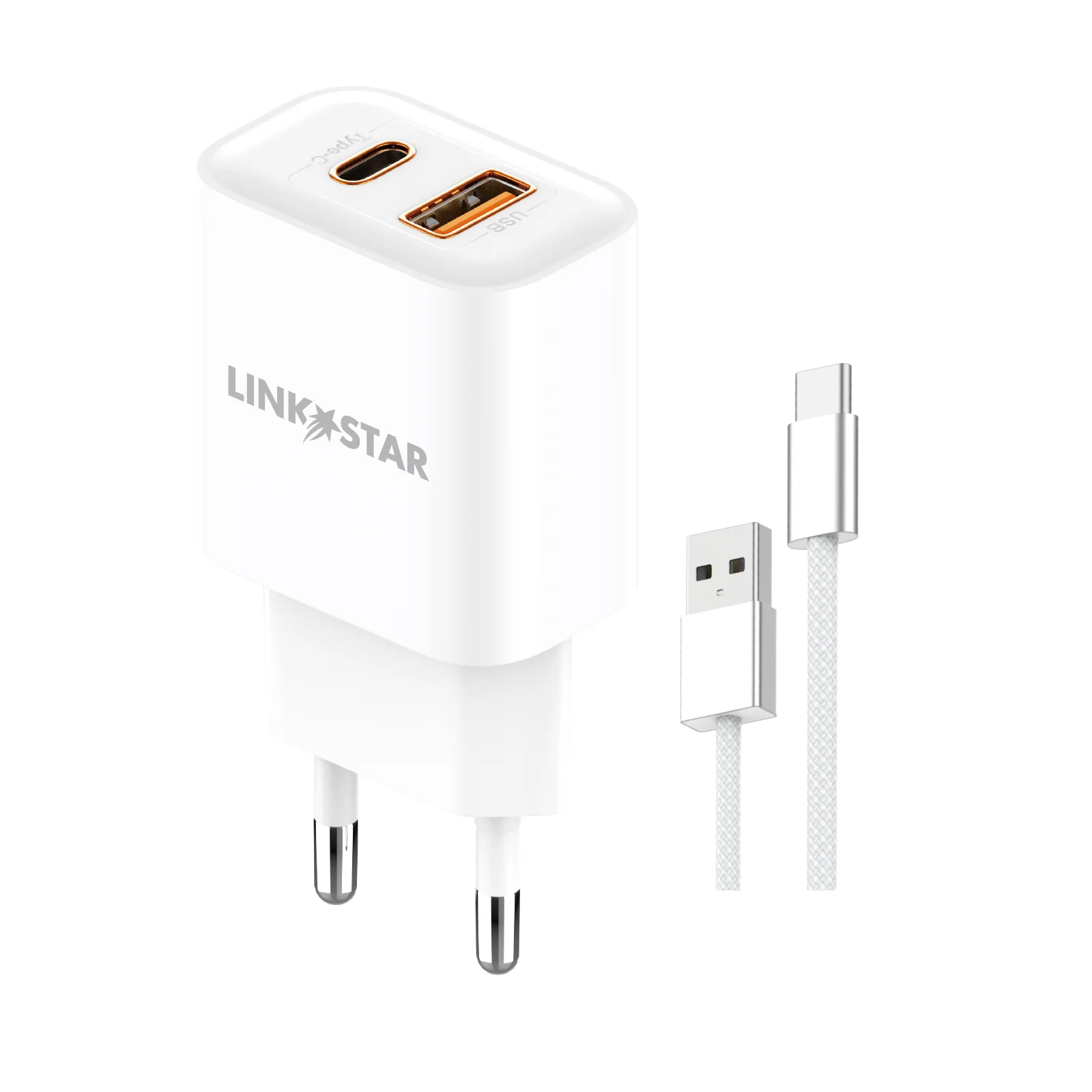 LINK★STAR LS-82 38W USB-C PD + USB-A QC бързо зарядно USB към Type-C