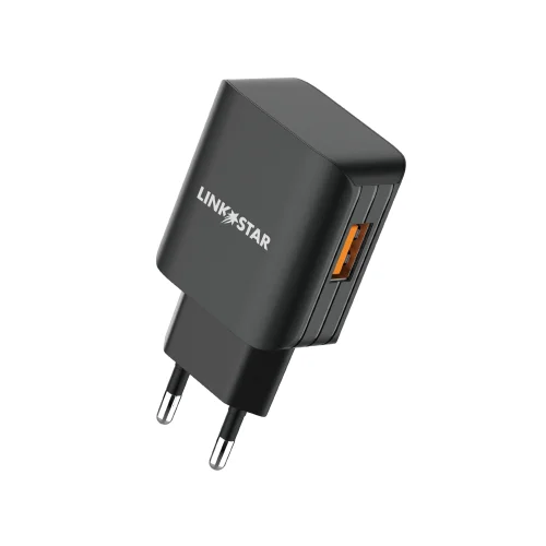 LINK★STAR TC-9 3.0A Бързозаряден USB Адаптер 220V – Черен