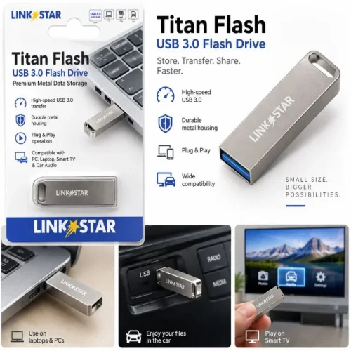 LINK★STAR Titan Flash USB 3.0 Метална Флаш Памет – 64GB