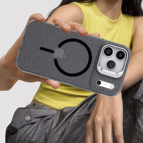 Луксозен калъф с Magsafe за iPhone 18 Pro черен прозрачен