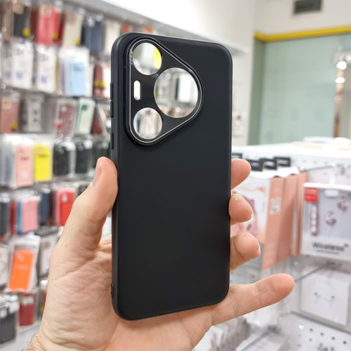 Луксозен кожен калъф за Huawei Pura 80 Pro черен гръб