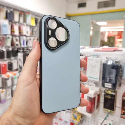 Луксозен кожен калъф за Huawei Pura 80 Pro син гръб