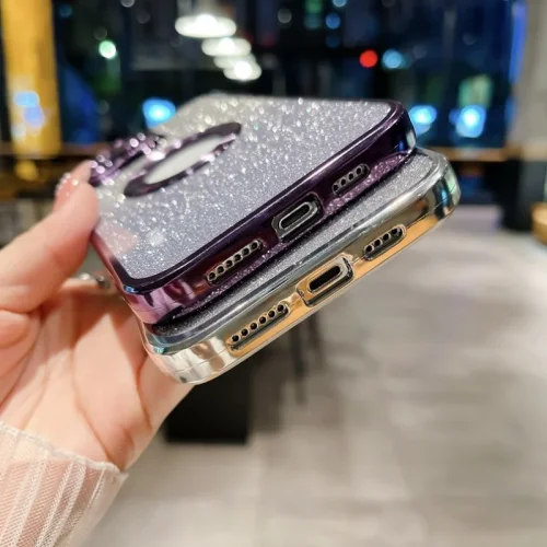 Луксозен лъскав кейс с брукат TP-24 за iPhone 12 Pro – Лилав