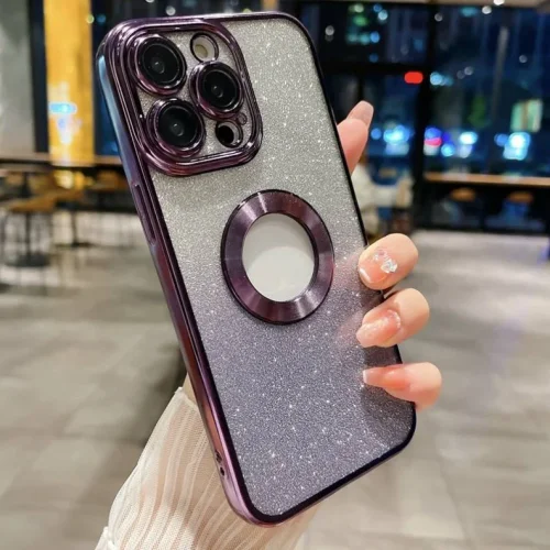 Луксозен лъскав кейс с брукат TP-24 за iPhone 13 Pro Max – Лилав
