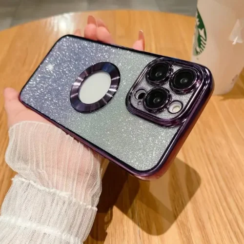 Луксозен лъскав кейс с брукат TP-24 за iPhone 13 Pro Max – Лилав