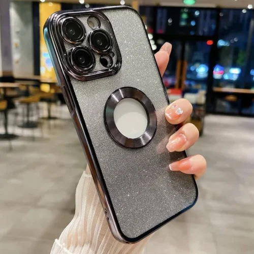 Луксозен лъскав кейс с брукат TP-24 за iPhone 14 Pro – Черен