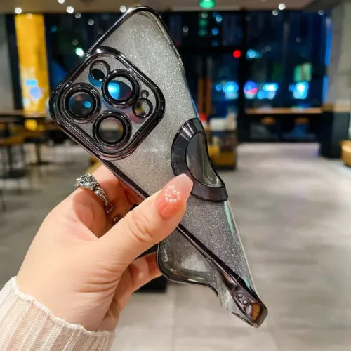 Луксозен лъскав кейс с брукат TP-24 за iPhone 14 Pro Max – Розов