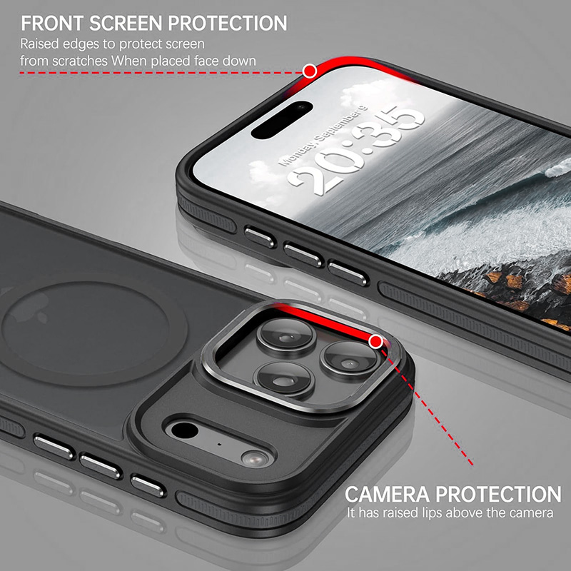 Луксозен магнитен калъф за iPhone 18 Pro черен защита на камера и дисплей