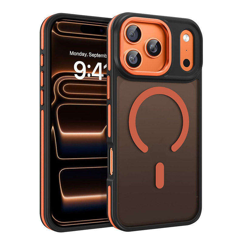 Луксозен магнитен калъф за iPhone 18 Pro оранжев