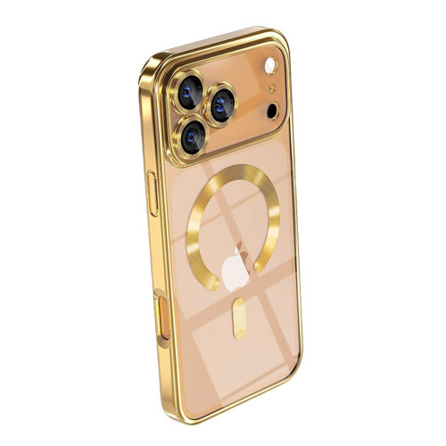 Луксозен прозрачен калъф за iPhone 18 Pro Max златен