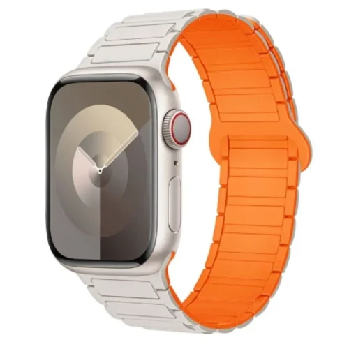 Магнитна каишка BN-10 Apple Watch iWatch 42/44/45/49mm – Бял/Оранжев