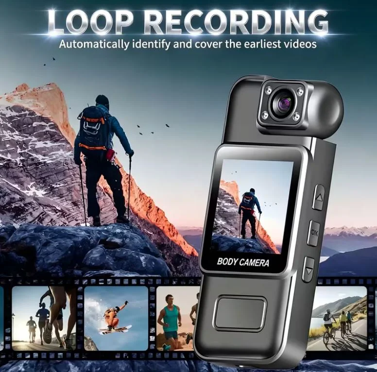 Мини Body Camera 1080P HD L8 – Камера с въртящ се на 180° обектив, нощно виждане, дисплей и клипс за дрехи